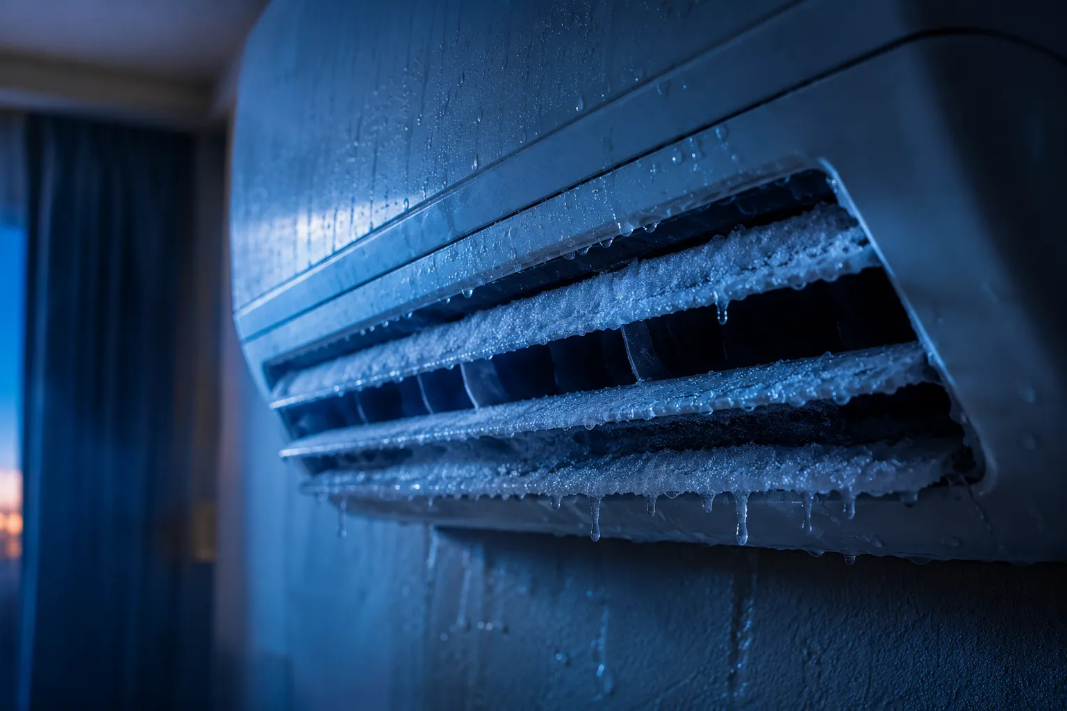 Frost forming on an aircon unit's vents